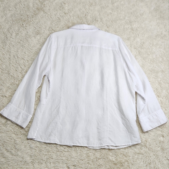 FOXCROFT NYC Womens White 100% Linen Button Down Shirt Sz XL - Picture 4 of 9